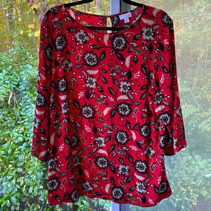 NEW J Jill Viscose Rayon Floral 3/4 Sleeve